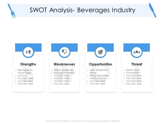Tourism And Hospitality Industry Swot Analysis Beverages Industry Mockup PDF