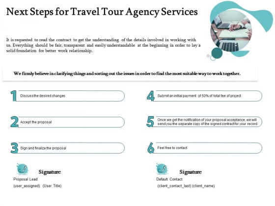 Tourism And Leisure Firm Next Steps For Travel Tour Agency Services Ppt Gallery Example PDF Tourism And Leisure Firm Next Steps For Travel Tour Agency Services Ppt Gallery Example PDF