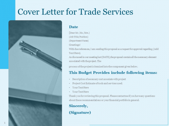 Trade Facilitation Services Cover Letter For Trade Services Ppt Summary Graphics Design Pdf Powerpoint Templates
