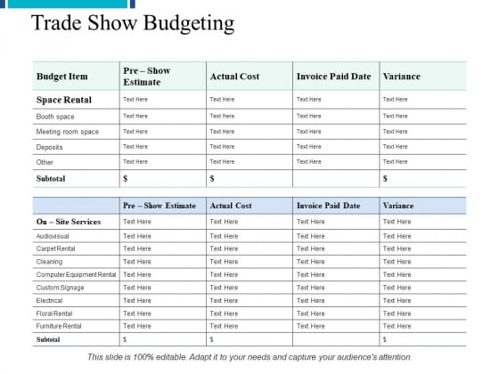 trade show budgeting ppt powerpoint presentation model graphic