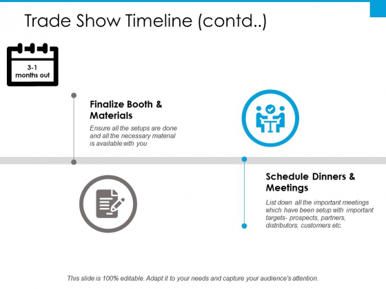 Trade Show Timeline Schedule Dinners And Meetings Ppt PowerPoint Presentation Pictures Layout Ideas