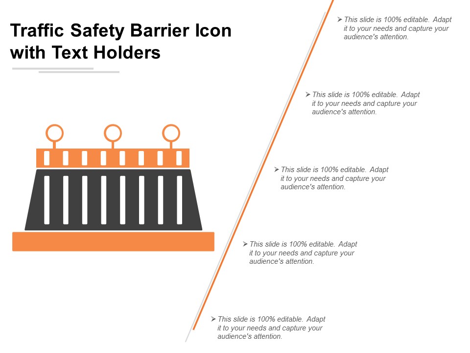 Traffic Safety Barrier Icon With Text Holders Ppt Powerpoint Presentation Portfolio Brochure