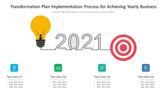 Transformation Plan Implementation Process For Achieving Yearly Business Ppt PowerPoint Presentation Gallery Slideshow PDF