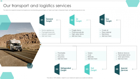 Transportation Company Profile Our Transport And Logistics Services Ppt PowerPoint Presentation Show Maker PDF Transportation Company Profile Our Transport And Logistics Services Ppt PowerPoint Presentation Show Maker PDF