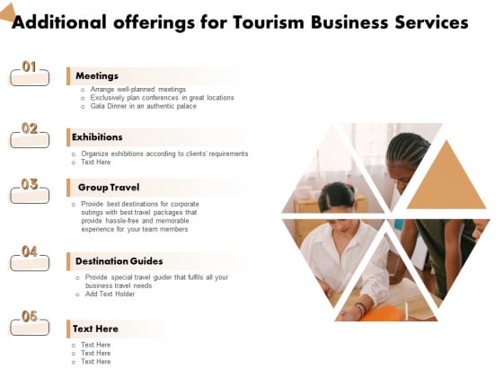 Travel And Leisure Commerce Proposal Additional Offerings For Tourism Business Services Ppt Gallery Graphics Example PDF Travel And Leisure Commerce Proposal Additional Offerings For Tourism Business Services Ppt Gallery Graphics Example PDF