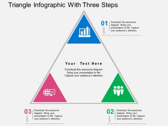 Triangle Infographic With Three Steps Powerpoint Templates