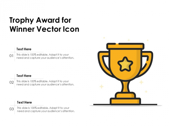Trophy Award For Winner Vector Icon Ppt PowerPoint Presentation File Gallery PDF