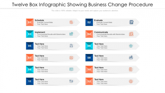 Twelve Box Infographic Showing Business Change Procedure Ppt PowerPoint Presentation File Background PDF