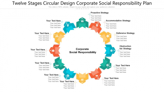 Twelve Stages Circular Design Corporate Social Responsibility Plan Ppt PowerPoint Presentation File Infographics PDF