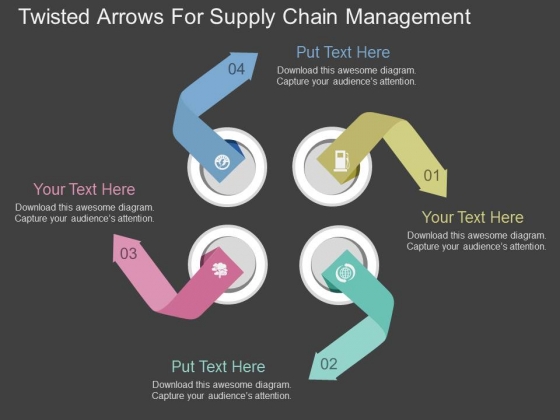 Twisted Arrows For Supply Chain Management Powerpoint Template Twisted Arrows For Supply Chain Management Powerpoint Template