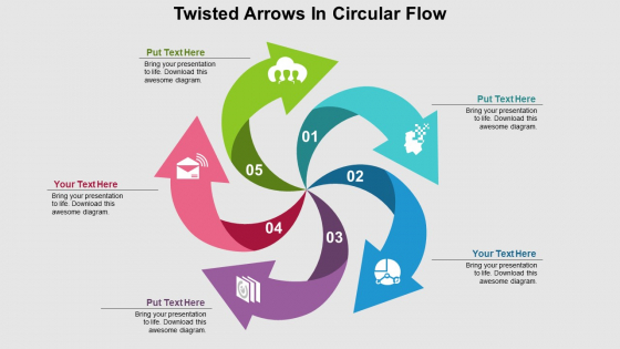 Twisted Arrows In Circular Flow PowerPoint Templates