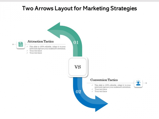 Two Arrows Layout For Marketing Strategies Ppt PowerPoint Presentation Styles Visual Aids PDF