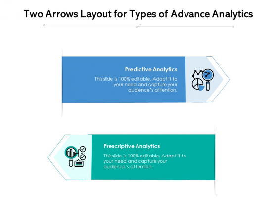 Two Arrows Layout For Types Of Advance Analytics Ppt PowerPoint Presentation Outline File Formats