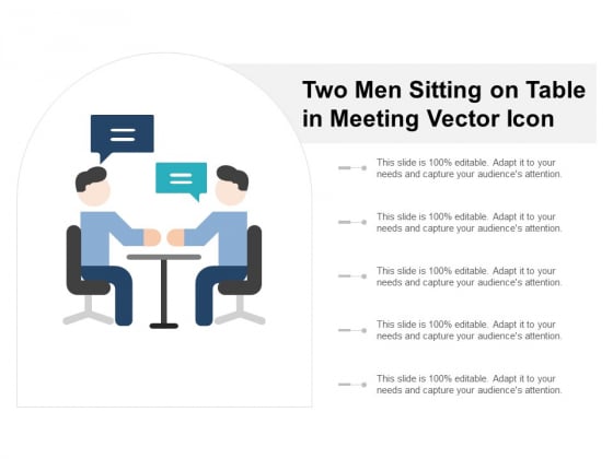 Two Men Sitting On Table In Meeting Vector Icon Ppt PowerPoint Presentation Pictures Show