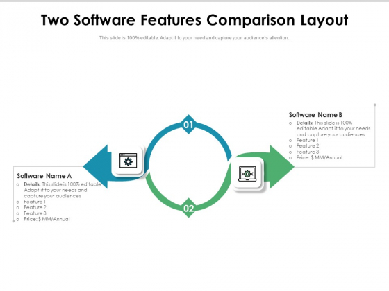 Two Software Features Comparison Layout Ppt PowerPoint Presentation Slides Graphics Download PDF Two Software Features Comparison Layout Ppt PowerPoint Presentation Slides Graphics Download PDF