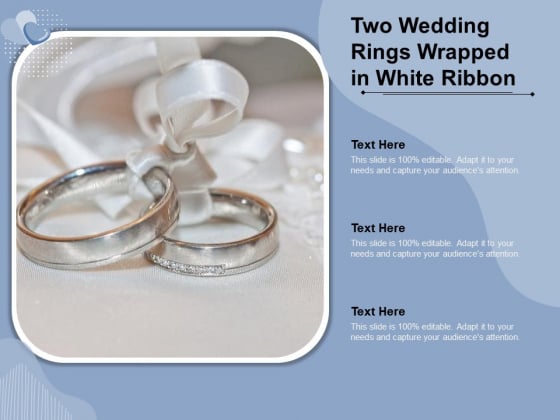 Two Wedding Rings Wrapped In White Ribbon Ppt PowerPoint Presentation Professional Summary PDF