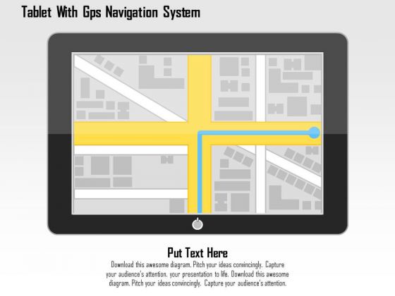 Tablet With Gps Navigation System PowerPoint Template