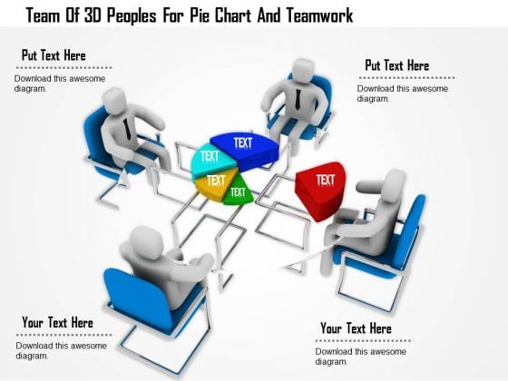 Team Of 3d Peoples For Pie Chart And Teamwork Team Of 3d Peoples For Pie Chart And Teamwork
