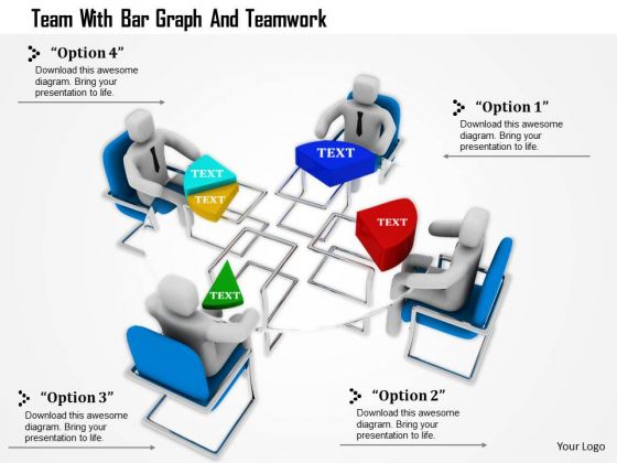 Team With Bar Graph And Teamwork Team With Bar Graph And Teamwork