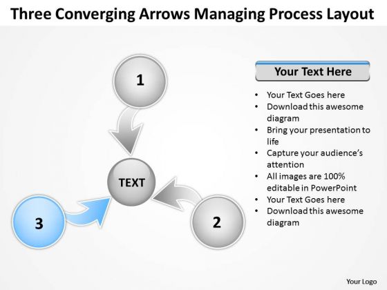 Three Converging Arrow Managing Process Layout Cycle PowerPoint Templates