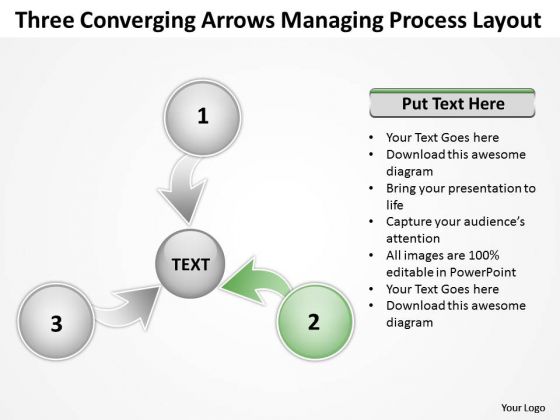 Three Converging Arrows Managing Process Layout Cycle PowerPoint Template