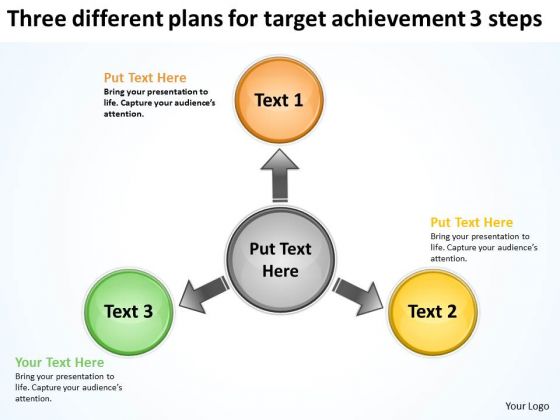 Three Different Plans For Target Achievement 3 Steps Charts And PowerPoint Slides Three Different Plans For Target Achievement 3 Steps Charts And PowerPoint Slides