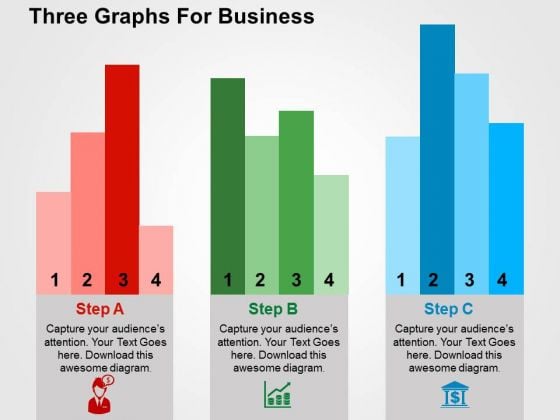 Three Graphs For Business PowerPoint Template
