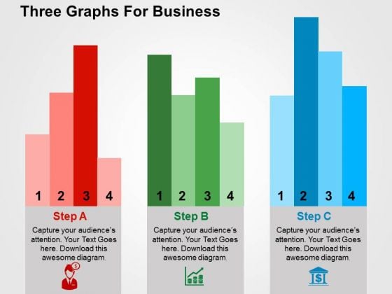 Three Graphs For Business PowerPoint Template Three Graphs For Business PowerPoint Template