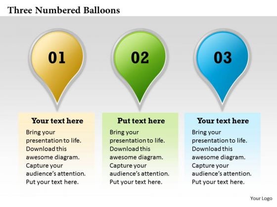 Three Numbered Balloons PowerPoint Presentation Template