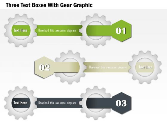 Three Text Boxes With Gear Graphic Presentation Template