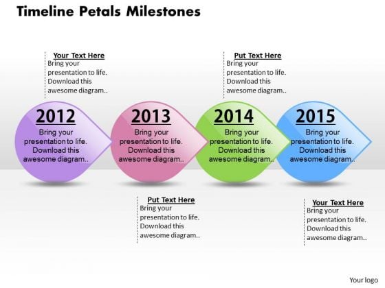 Timeline Petals Milestones PowerPoint Presentation Template