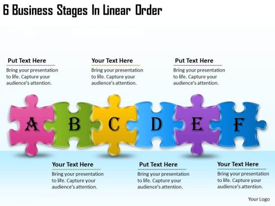 Timeline PowerPoint Template 6 Business Stages In Linear Order