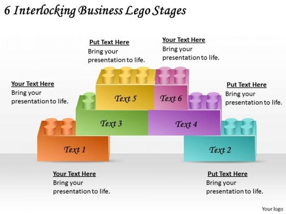 Timeline PowerPoint Template 6 Interlocking Business Lego Stages