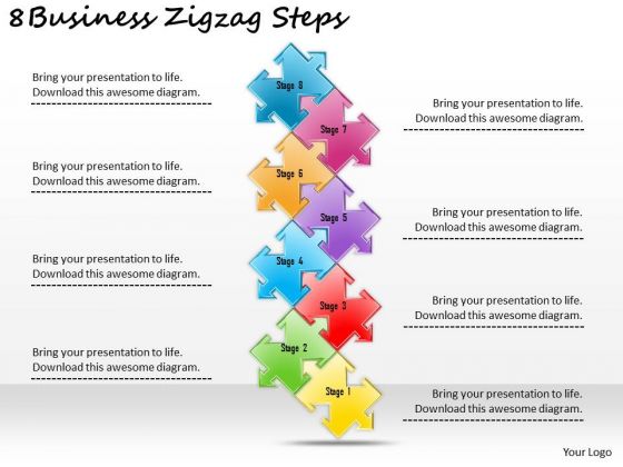 Timeline PowerPoint Template 8 Business Zigzag Steps