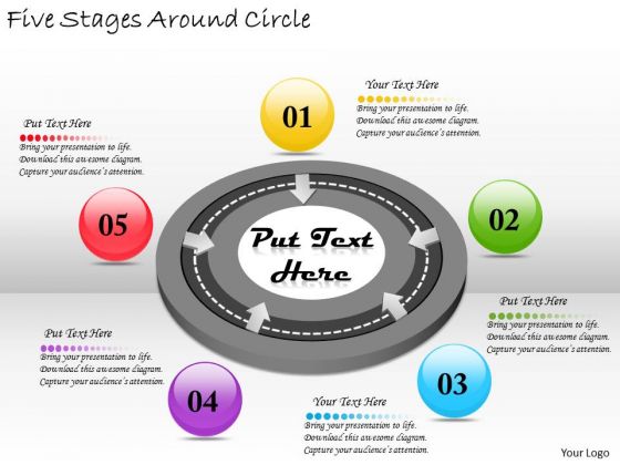 Timeline PowerPoint Template Five Stages Around Circle Timeline PowerPoint Template Five Stages Around Circle