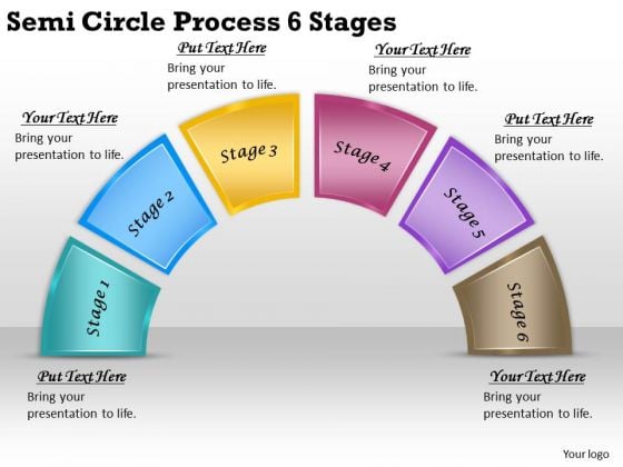 Timeline PowerPoint Template Semi Circle Process 6 Stages