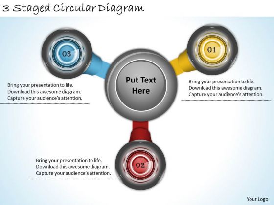 Timeline Ppt Template 3 Staged Circular Diagram