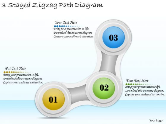 Timeline Ppt Template 3 Staged Zigzag Path Diagram