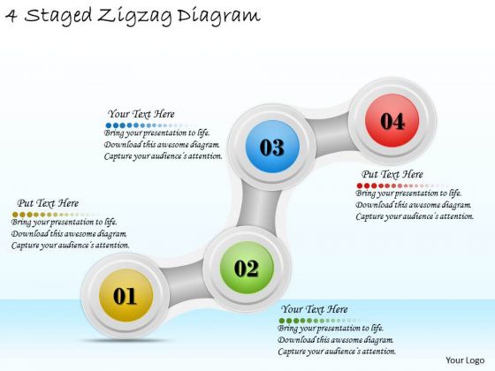 Timeline Ppt Template 4 Staged Zigzag Diagram