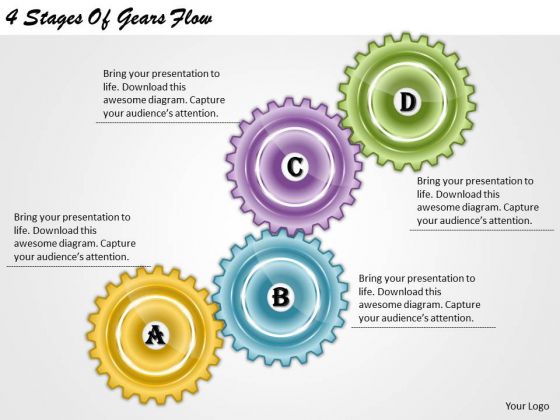 Timeline Ppt Template 4 Stages Of Gears Flow