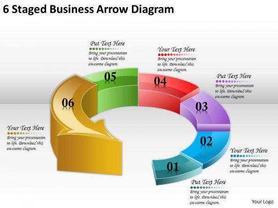 Timeline Ppt Template 6 Staged Business Arrow Diagram