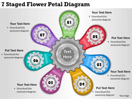 Timeline Ppt Template 7 Staged Flower Petal Diagram