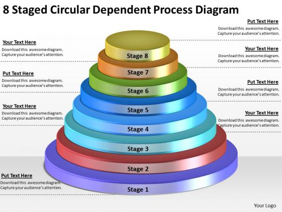 Timeline Ppt Template 8 Staged Circular Dependent Process Diagram