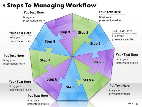 Timeline Ppt Template 9 Steps To Managing Workflow