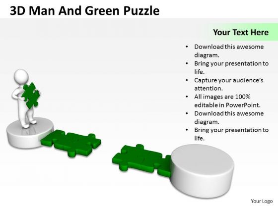 Top Business People 3d Man And Green Puzzle PowerPoint Slides Top Business People 3d Man And Green Puzzle PowerPoint Slides