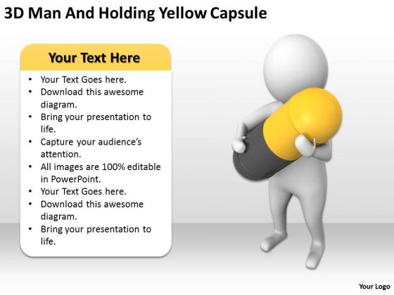 Top Business People 3d Man And Holding Yellow Capsule PowerPoint Templates Top Business People 3d Man And Holding Yellow Capsule PowerPoint Templates