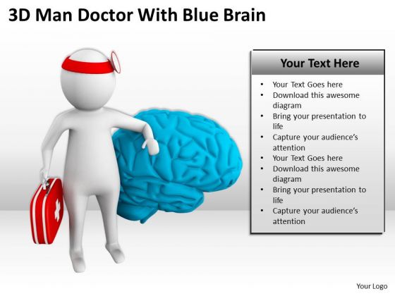 Top Business People 3d Man Doctor With Blue Brain PowerPoint Templates Top Business People 3d Man Doctor With Blue Brain PowerPoint Templates