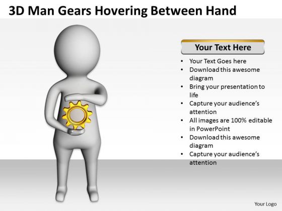 Top Business People 3d Man Gears Hovering Between Hand PowerPoint Slides Top Business People 3d Man Gears Hovering Between Hand PowerPoint Slides