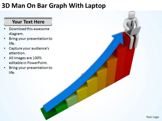 Top Business People 3d Man On Bar Graph With Laptop PowerPoint Slides Top Business People 3d Man On Bar Graph With Laptop PowerPoint Slides