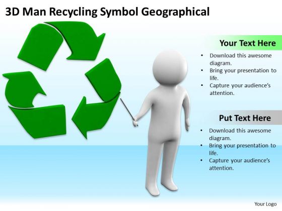 Top Business People 3d Man Recycling Symbol Geographical PowerPoint Slides